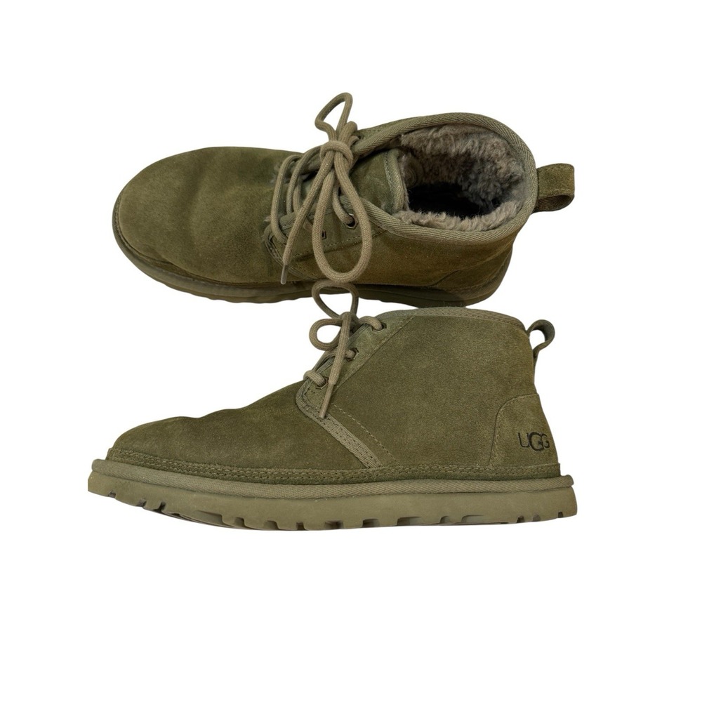UGG Women's US 9 Burnt‎ Olive Neumel Chukka Suede Ankle Boots Fur Lined Lace Up